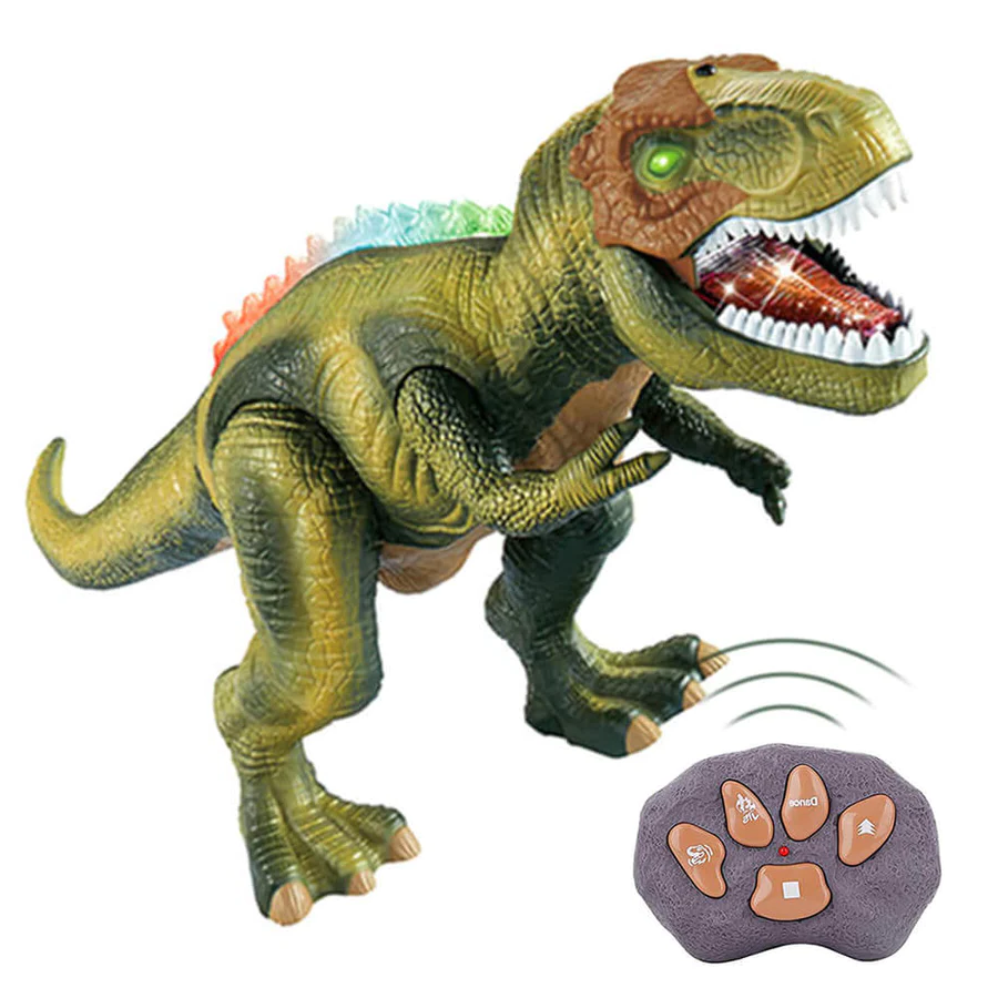 Walking & roaring T-Rex RC dinosaur toy with LED lights, perfect for boys & girls.
