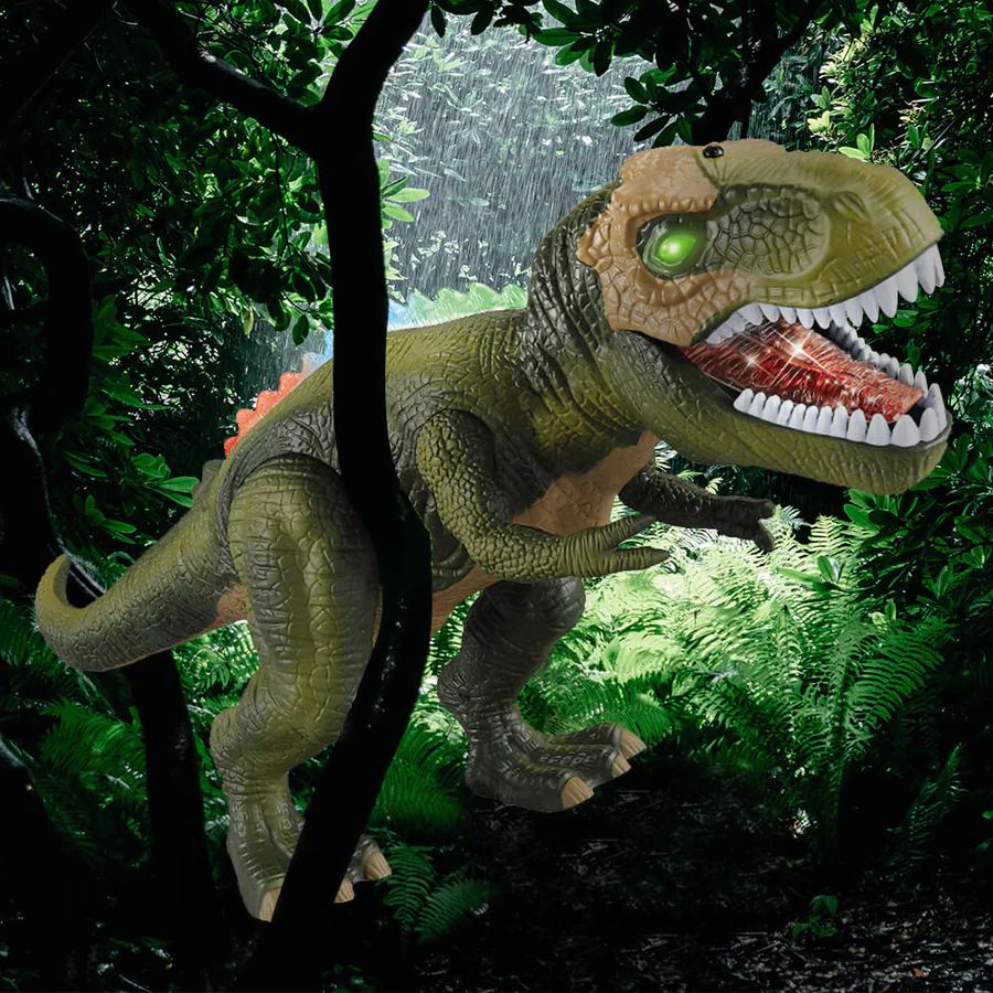 Interactive remote control T-Rex dinosaur, an educational toy for young dino enthusiasts.