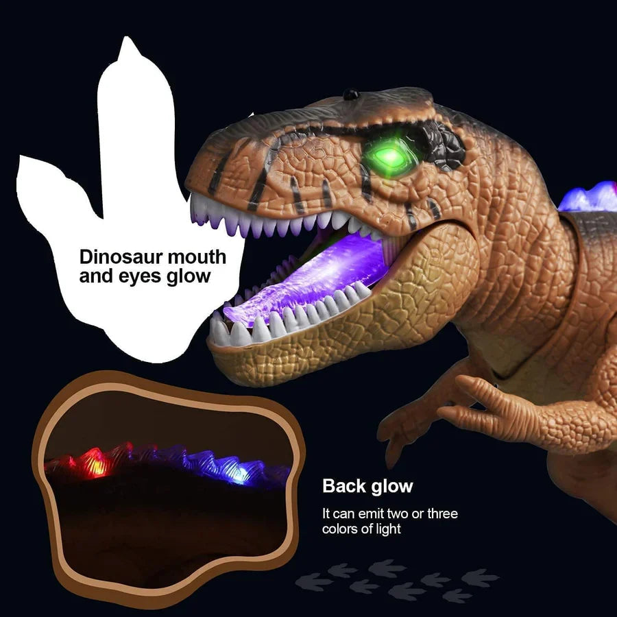 Large remote control T-Rex dinosaur toy, brings prehistoric fun with lights & roars.