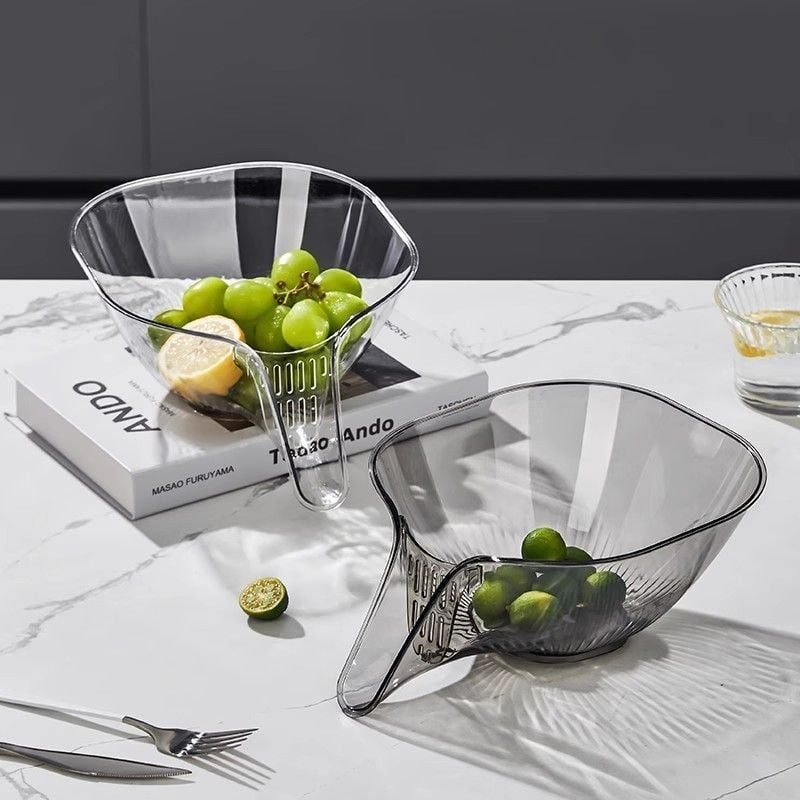 Transparent removable draining basket. Dish drying rack & sink organizer for kitchen countertop.