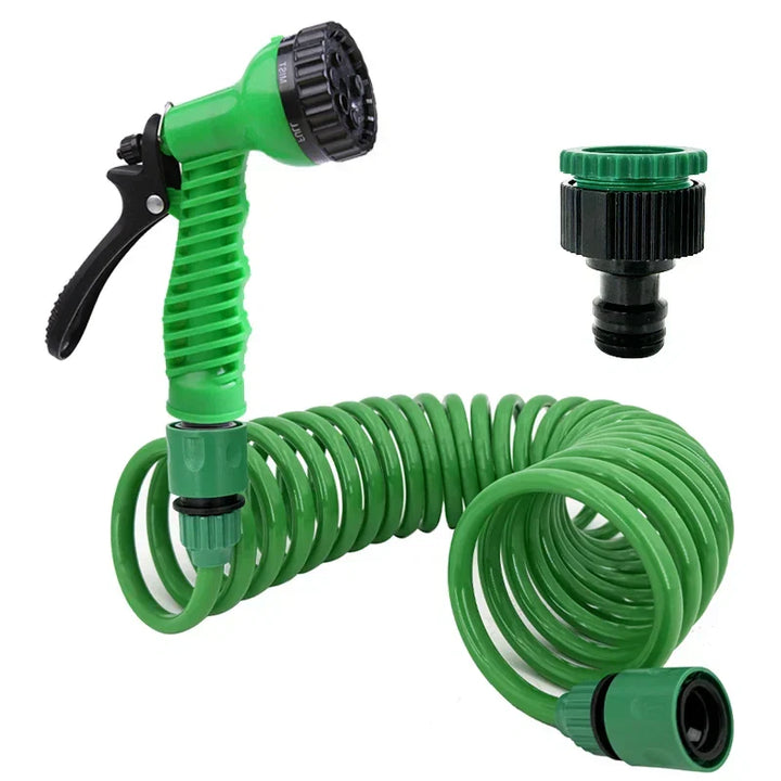 Innovative retracting coiled hose for various outdoor cleaning and watering tasks. Space-saving & flexible design.