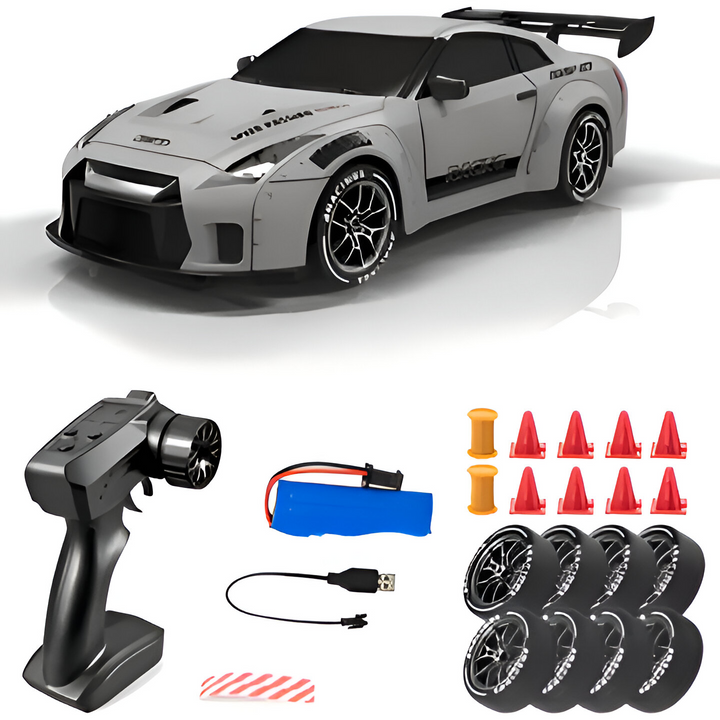 High-performance 4WD RC drift car with LED lights, designed for thrilling electric remote control racing.
