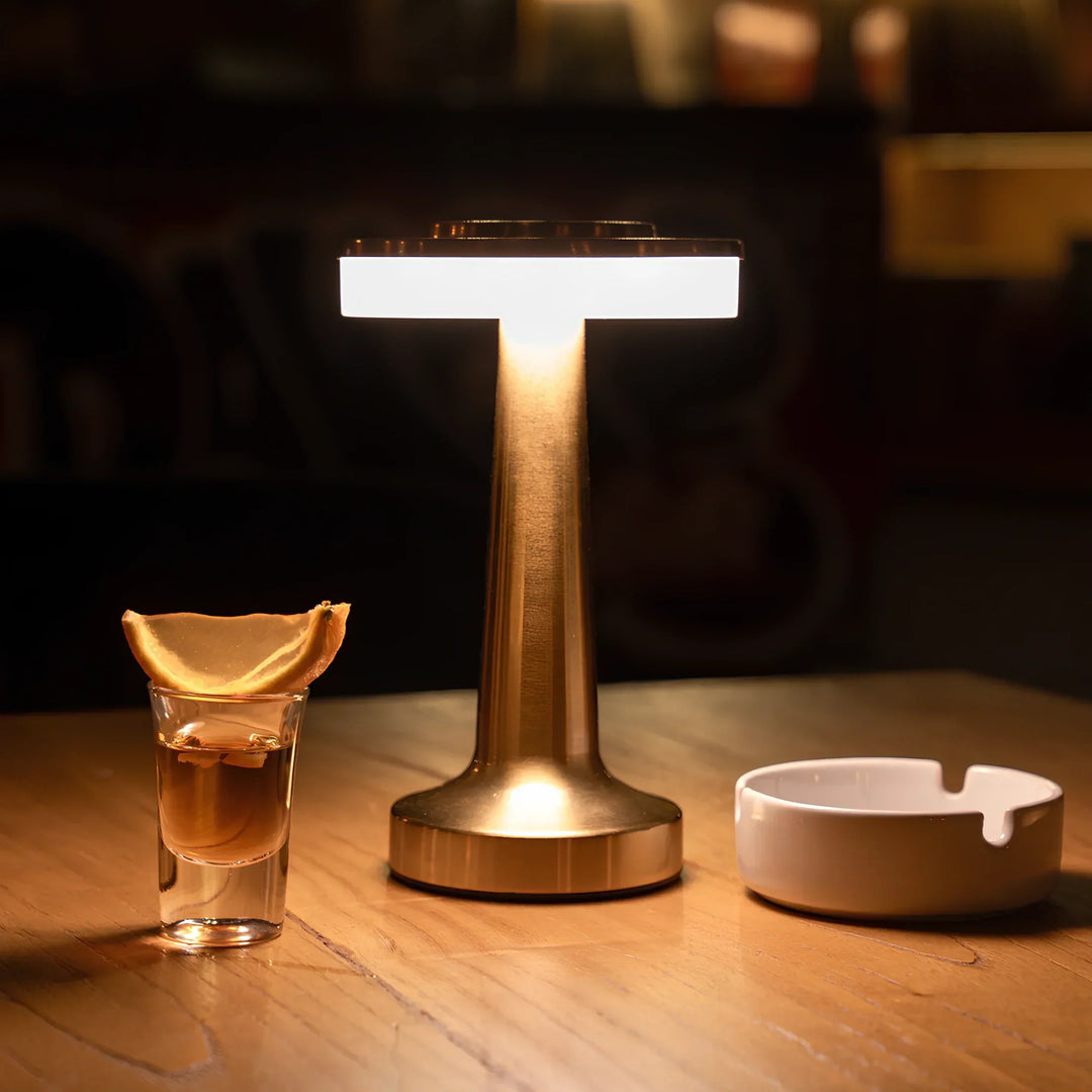 Functional retro wireless LED lamp, dimmable light for reading or ambiance.