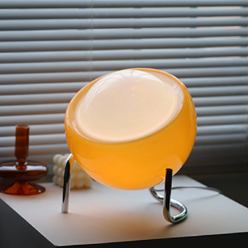 Retro glass bedside table lamp, atmospheric LED lighting for bedroom decor
