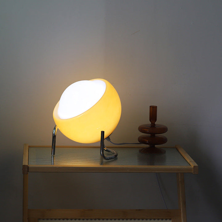 Accent lighting: Retro glass bedside lamp with black base, elegant home decor