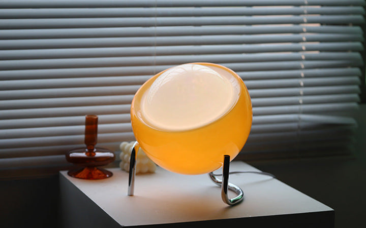 Retro glass lamp with soft LED glow, perfect for creating an atmospheric bedroom