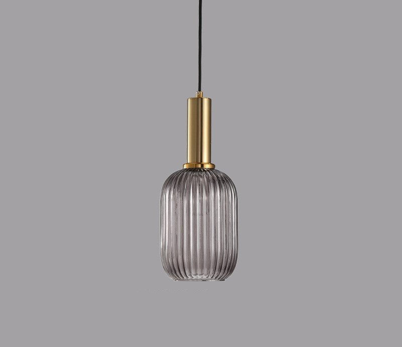 Retro inspired glass lamp, vibrant interior lighting for home spaces.