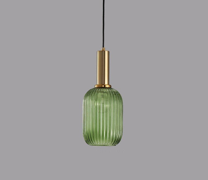Chic glass pendant light with retro design, enhancing any home decor.