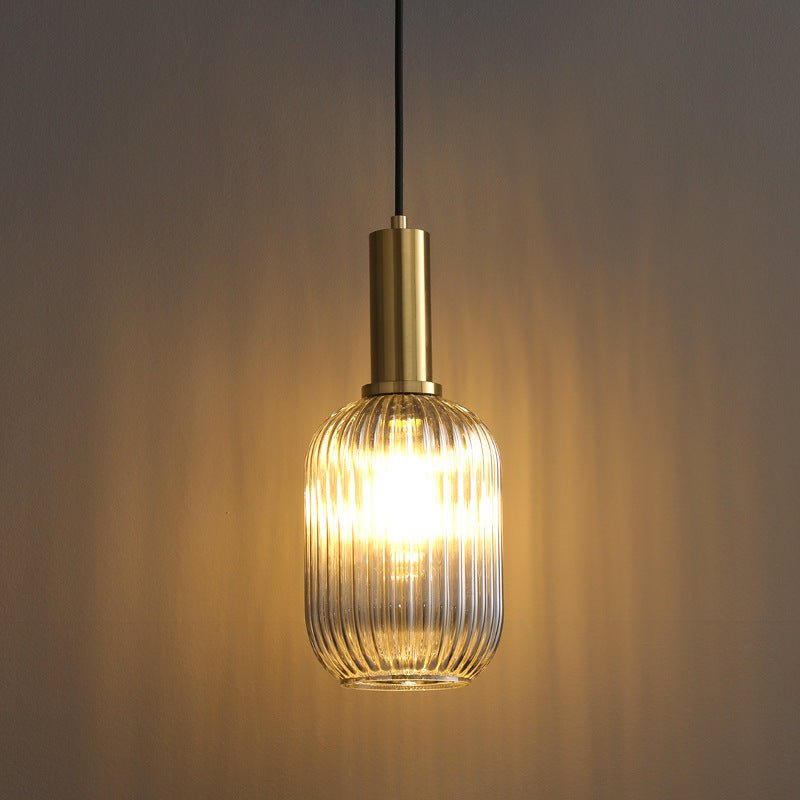 Colorful glass pendant, vintage lighting for a retro home aesthetic.