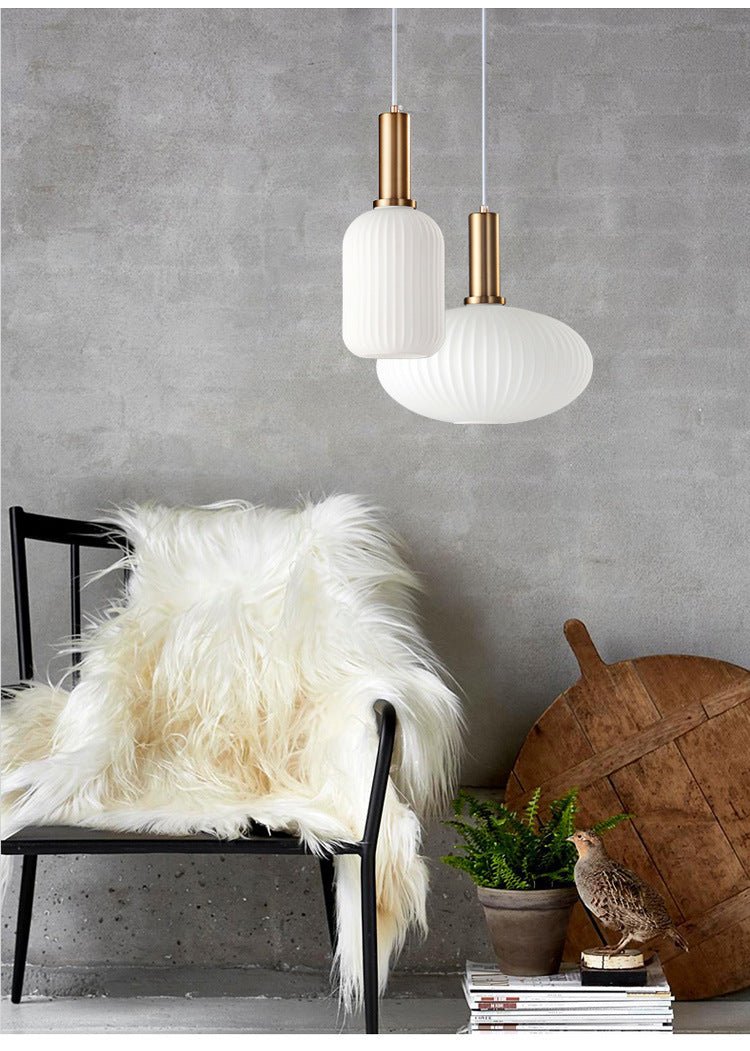 Unique glass pendant light, modern vintage charm for home decor.