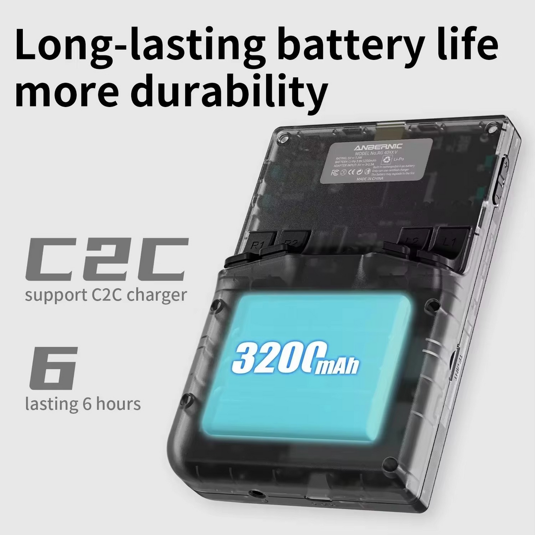 Sleek unisex retro handheld game console featuring a vibrant 4-inch IPS display and Bluetooth.