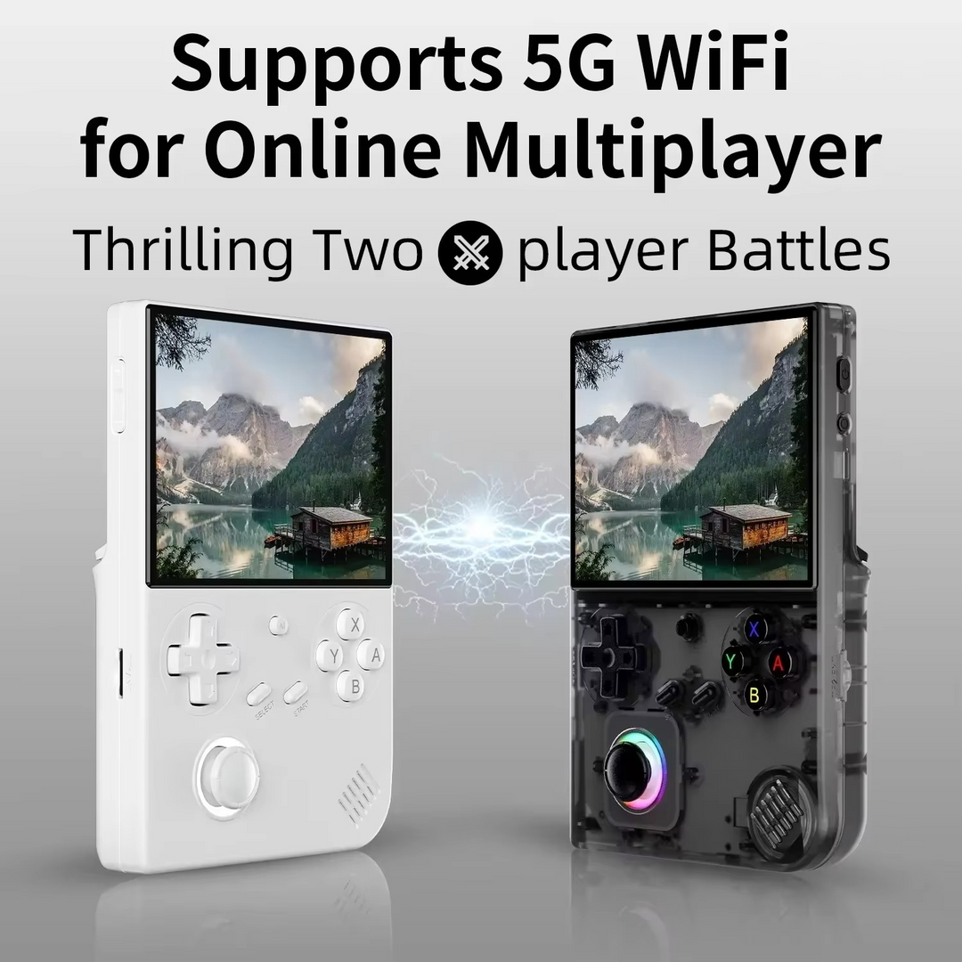 Modern retro handheld console for gaming, 4-inch IPS screen delivers sharp visuals for all your favorite video games.
