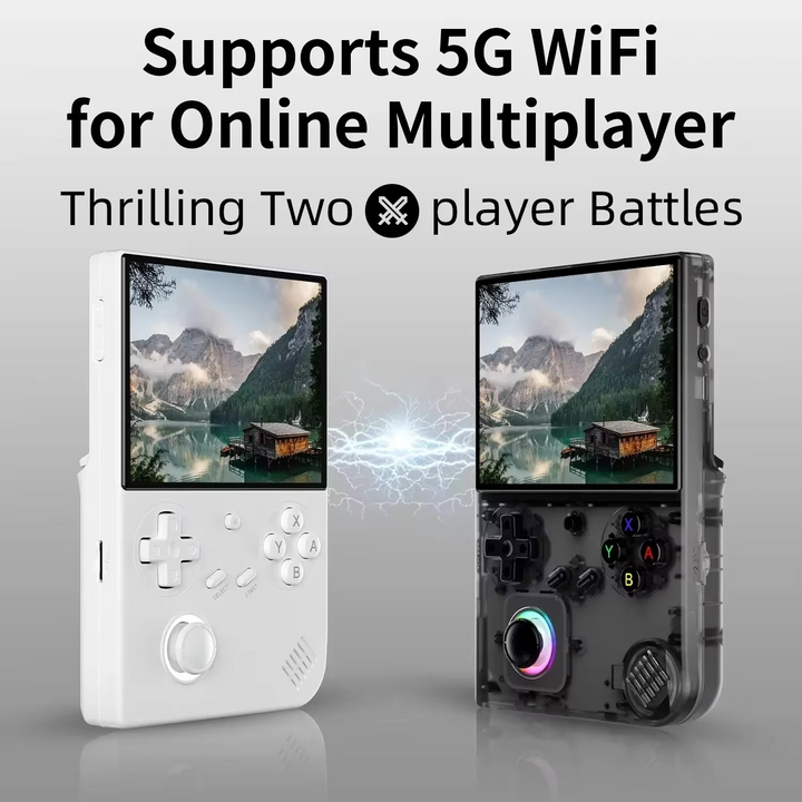 Modern retro handheld console for gaming, 4-inch IPS screen delivers sharp visuals for all your favorite video games.