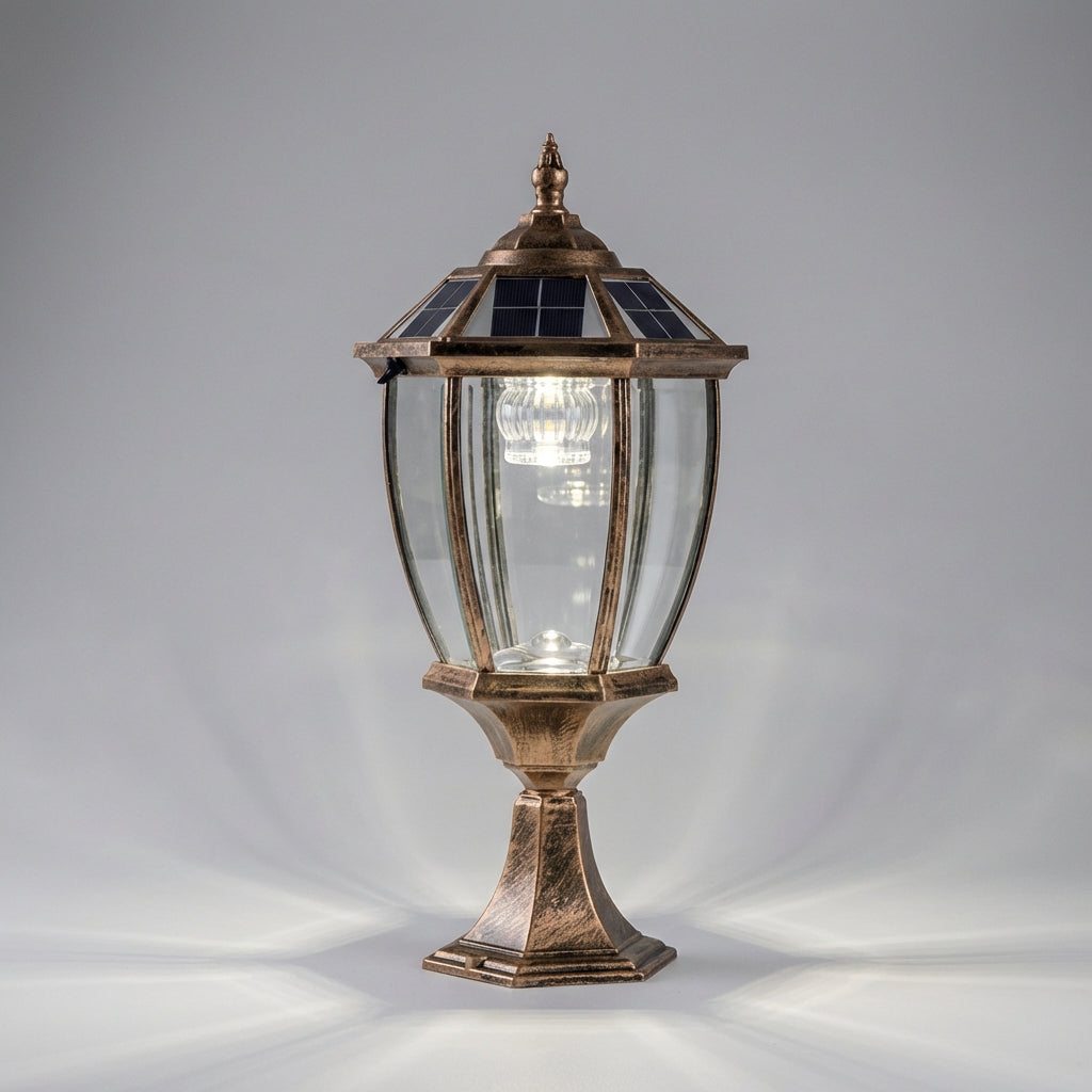 Solvante hexagon solar lantern with LED light, perfect for energy-saving patio or garden lighting