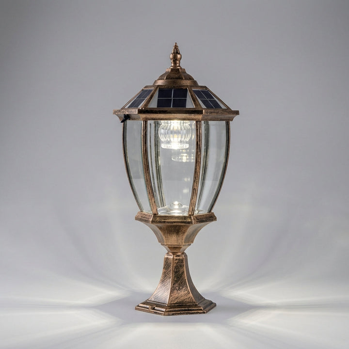 Solvante hexagon solar lantern with LED light, perfect for energy-saving patio or garden lighting