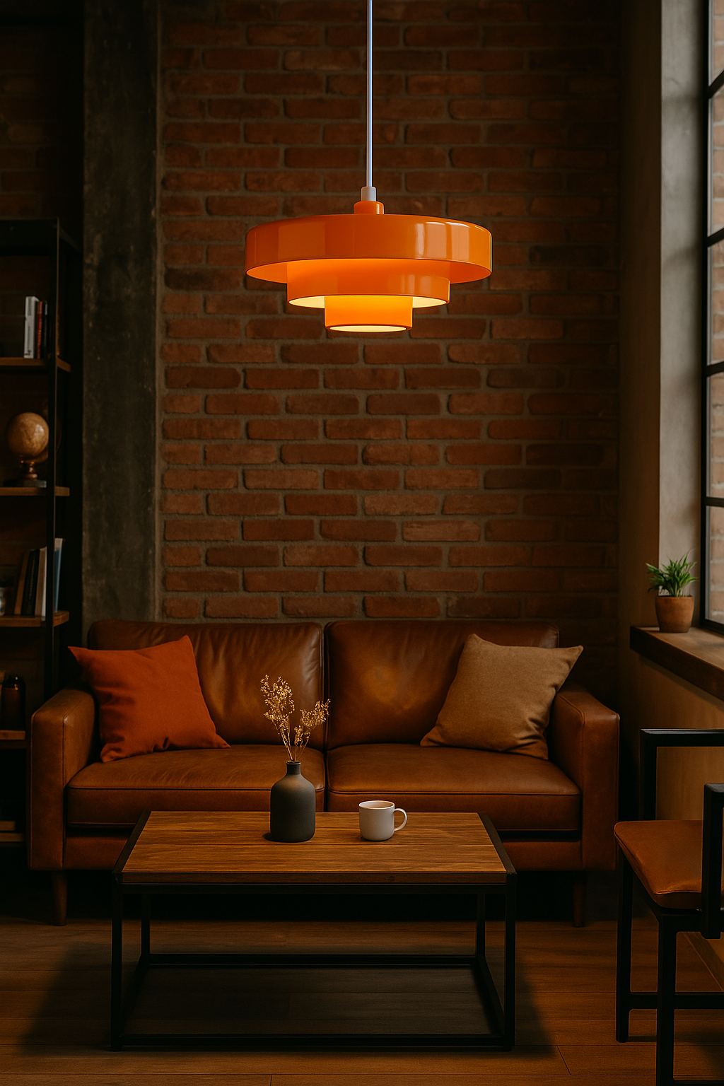 Modern vintage LED pendant light, black metal for contemporary interior design.