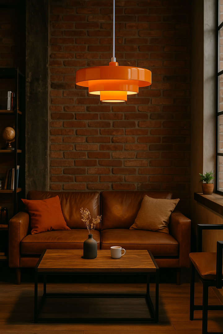Modern vintage LED pendant light, black metal for contemporary interior design.
