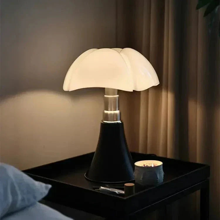 Bedroom scene featuring a ClassicGlow retro LED table lamp providing warm ambient illumination