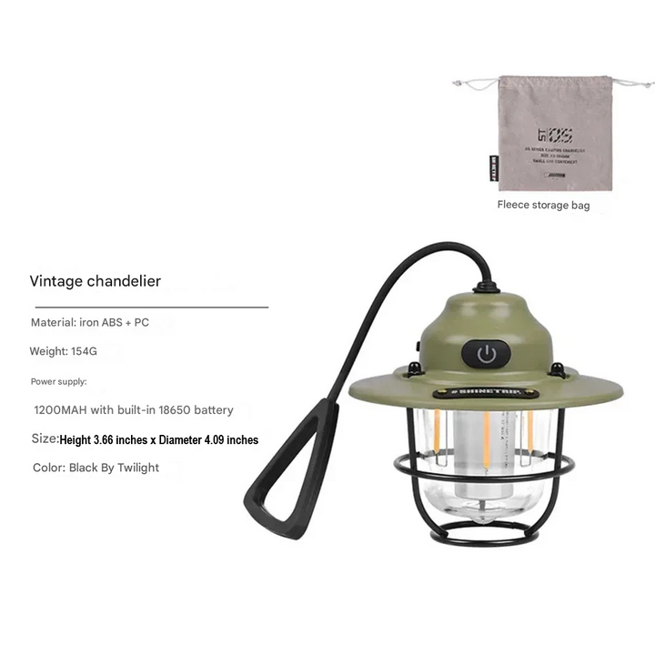 Multiple retro rechargeable LED camping lanterns, showcasing their vintage style and portability