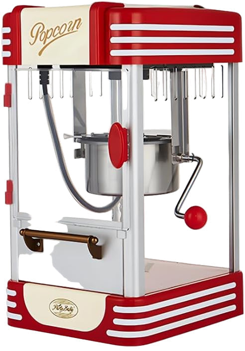 Calvano Retro Popcorn Maker in red, tabletop design with timer function
