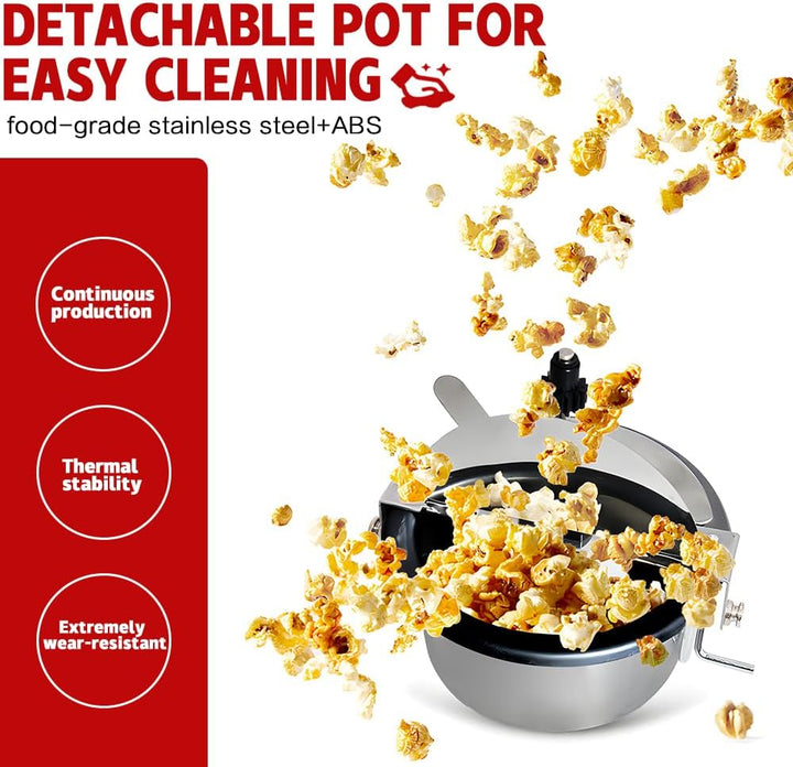 Stylish red electric tabletop popcorn machine from Calvano with timer