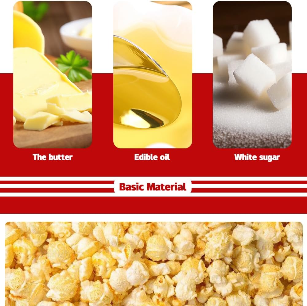 Detail of the timer and control knob on the retro red electric popcorn maker, home kitchen essential.