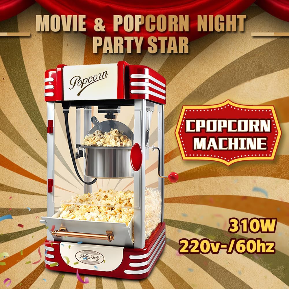 Calvano retro red electric popcorn maker, a compact and practical addition to any home kitchen.
