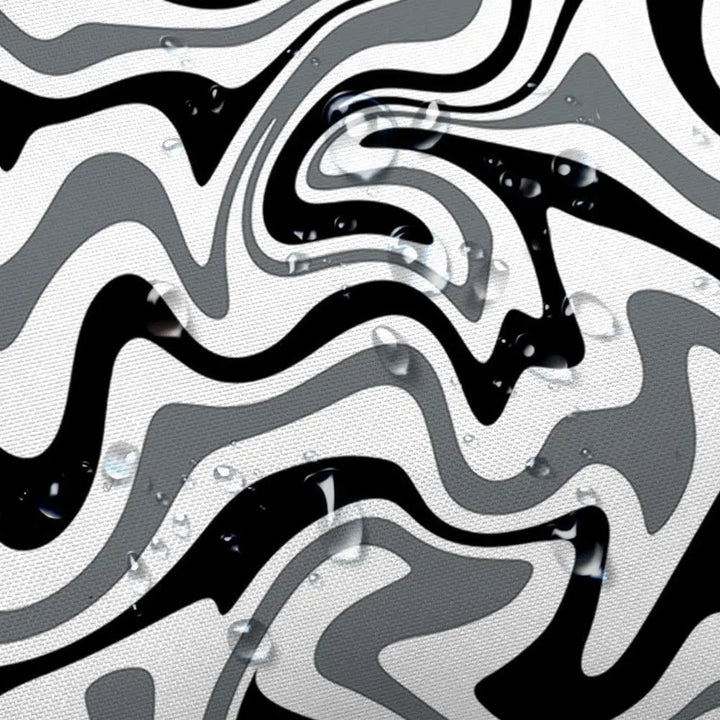 Waterproof shower curtain with a bold 70s retro spiral design, perfect for bohemian home improvement projects