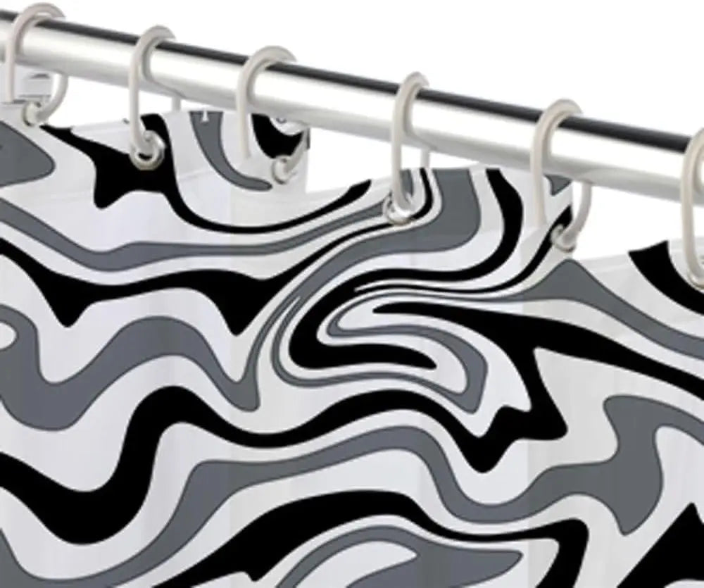 Designer retro shower curtain, 70er Jahre Spiralmuster BohoWave, enhancing bathroom aesthetics with vintage vibes