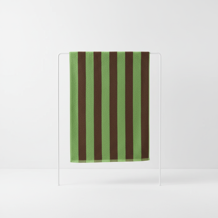 Retro-style striped cotton towel set, soft & highly absorbent, for a vintage bathroom look