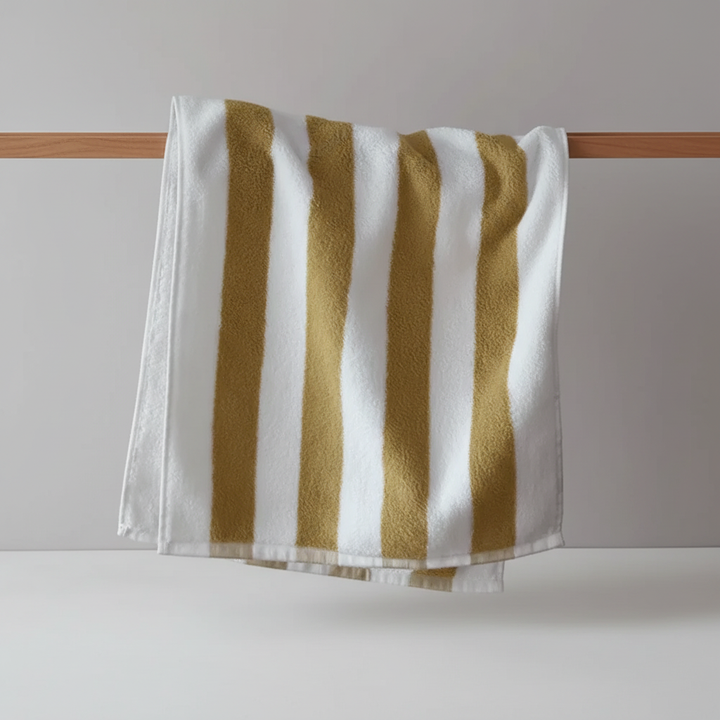 Soft cotton striped towel set by RetroTowel, durable and absorbent for everyday bathroom luxury