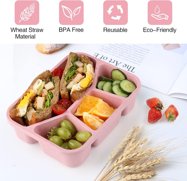 Stackable 4-pack reusable snack boxes, 4 compartments, perfect for compact lunch containers & organized food storage.