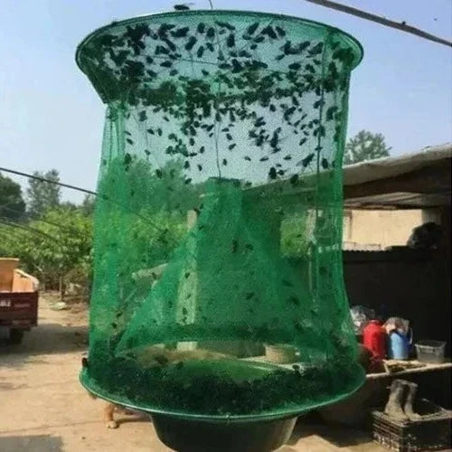 Reusable outdoor fly trap for yards & gardens, effectively catching flies without toxins.