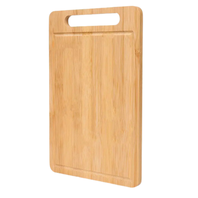 High-quality reversible wooden cutting board for versatile kitchen tasks & beautiful serving platters. Durable hardwood.