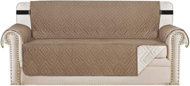 Close-up of quilted waterproof futon cover texture, showcasing stitching and quality fabric. 1+1 FREE.