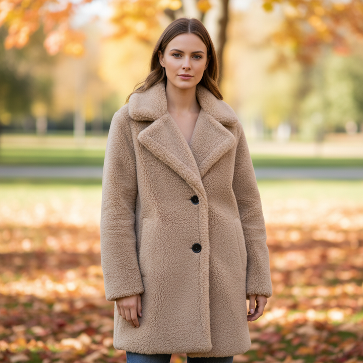 Rita plush teddy coat for women, warm winter outerwear, casual long coat