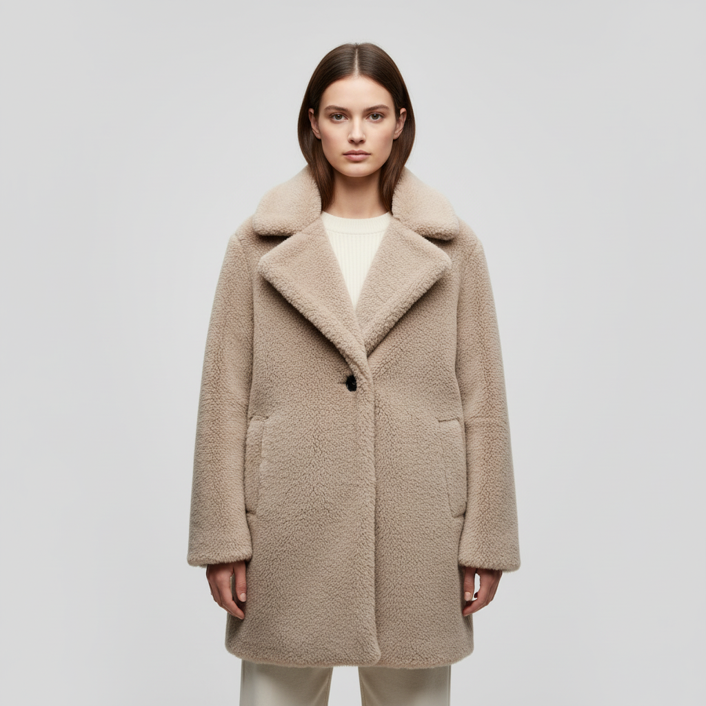 Rita women's coat, luxurious plush teddy winter outerwear for elegant warmth