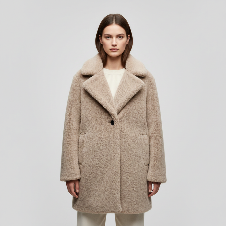 Rita women's coat, luxurious plush teddy winter outerwear for elegant warmth