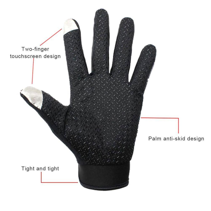 Pair of Rivaro unisex cycling gloves, emphasizing breathable nylon material and durable waterproof design