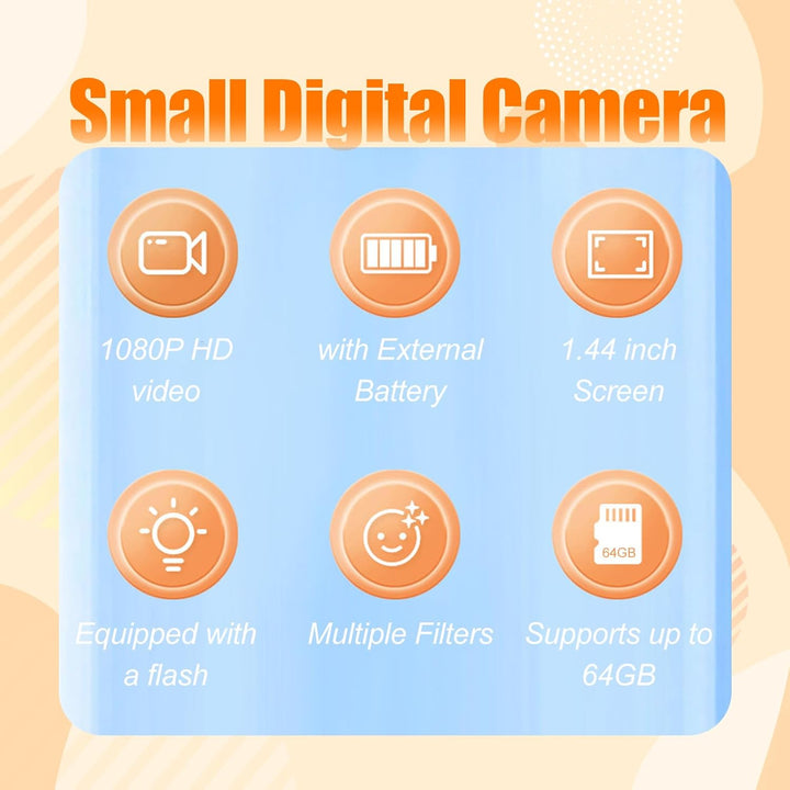 Mini digital camera on a keychain, 1080P video recording, retro style, perfect travel gadget