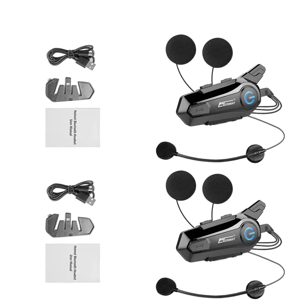 RoadComm Bluetooth motorcycle helmet intercom, clearly showing the microphone and speakers