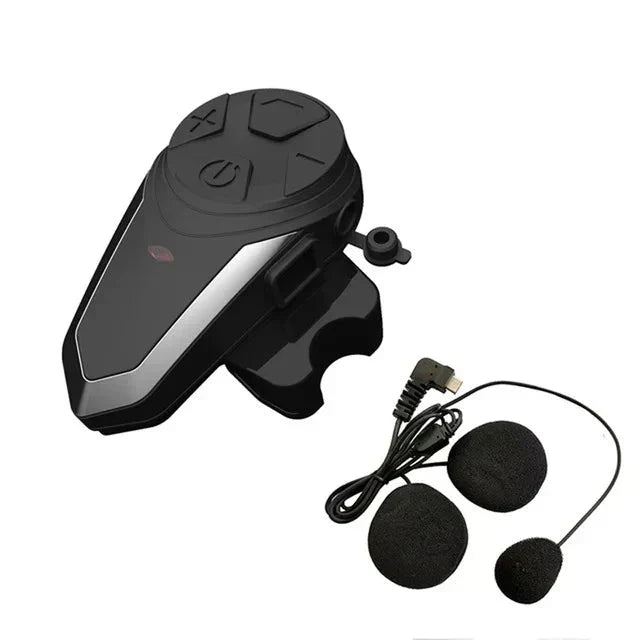 RoadLink S3 intercom unit held in hand, showing compact size & durable build for motorcycle riders