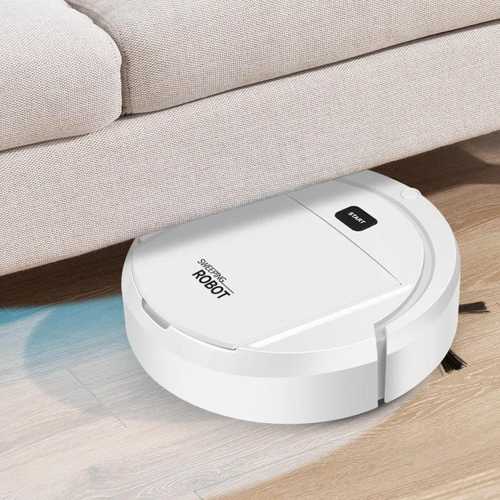 Smart robot vacuum and mop combo, automatically cleans floors, removes dust & pet hair for a pristine home.