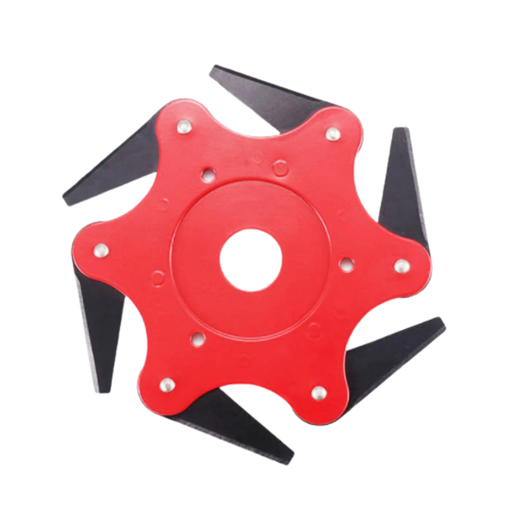 Brush cutter attachment: a robust 6-blade steel head, perfect for tackling overgrown areas in your garden