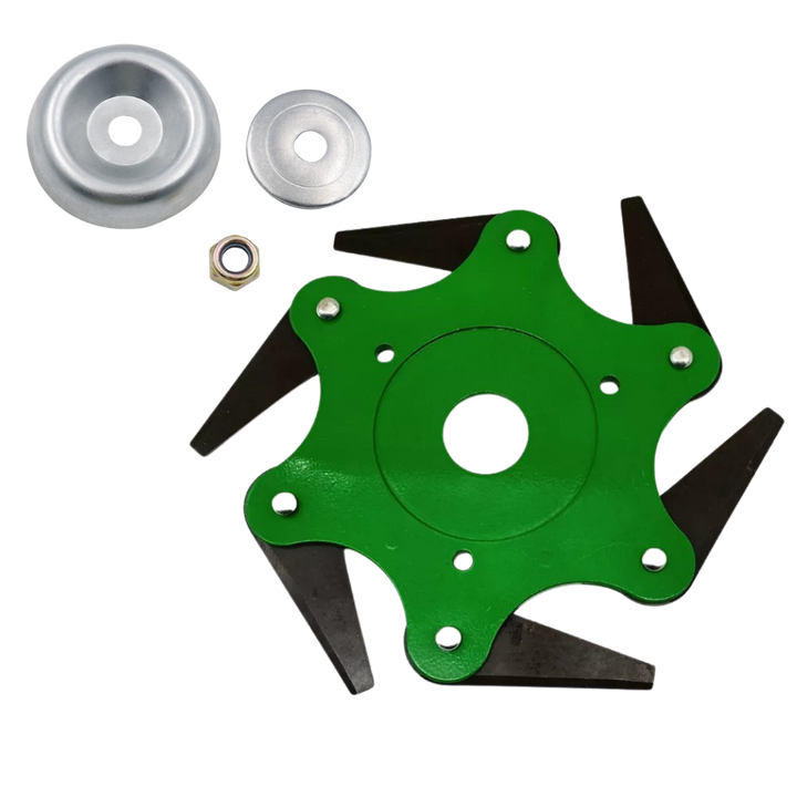Enhance your lawn care with this durable 6-blade steel trimmer head, a high-performance garden tool