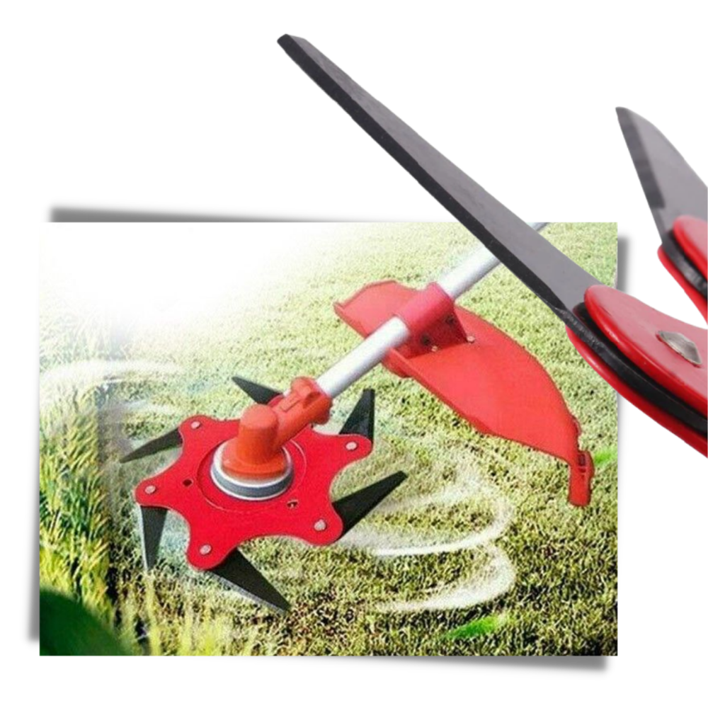 Gardening essential: a robust 6-blade steel trimmer head offering superior cutting for brush cutters