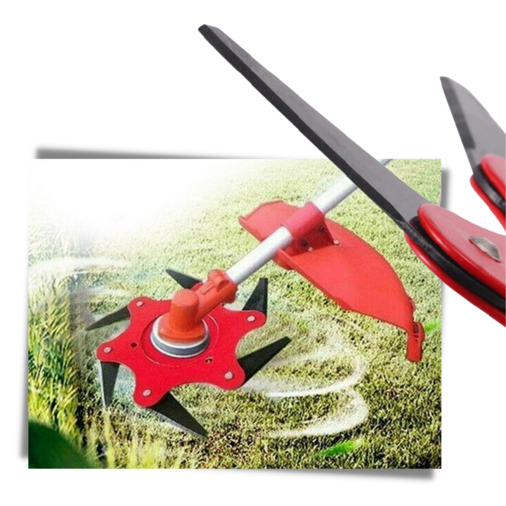 Gardening essential: a robust 6-blade steel trimmer head offering superior cutting for brush cutters