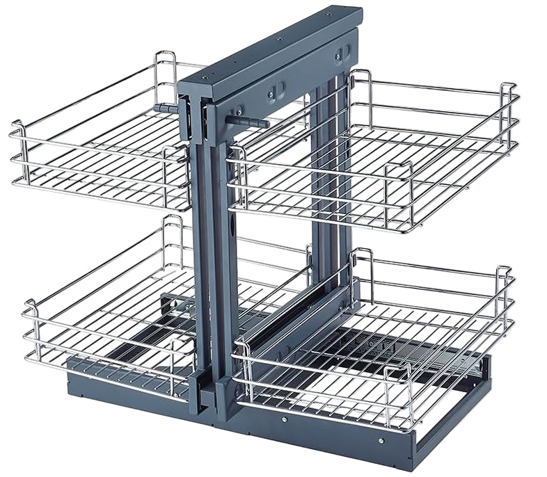 Zevora blind corner pull out shelf, carbon steel organizer for kitchen cabinets
