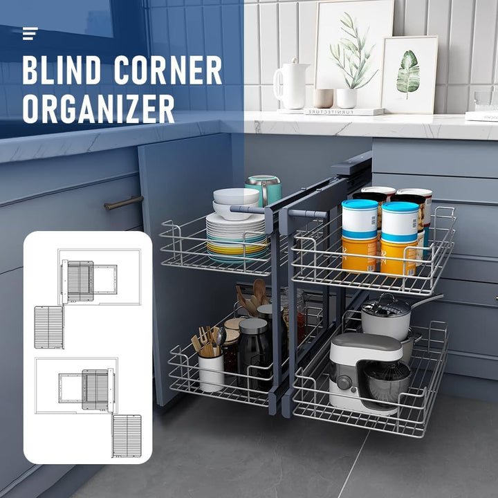 Blind corner cabinet pull out shelf by Zevora, maximizing kitchen storage space