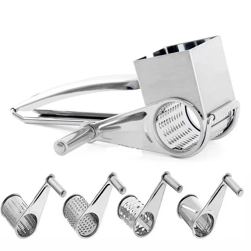 Essential kitchen rotary grater for cooking. Effortlessly shred cheese and slice vegetables with this manual tool.
